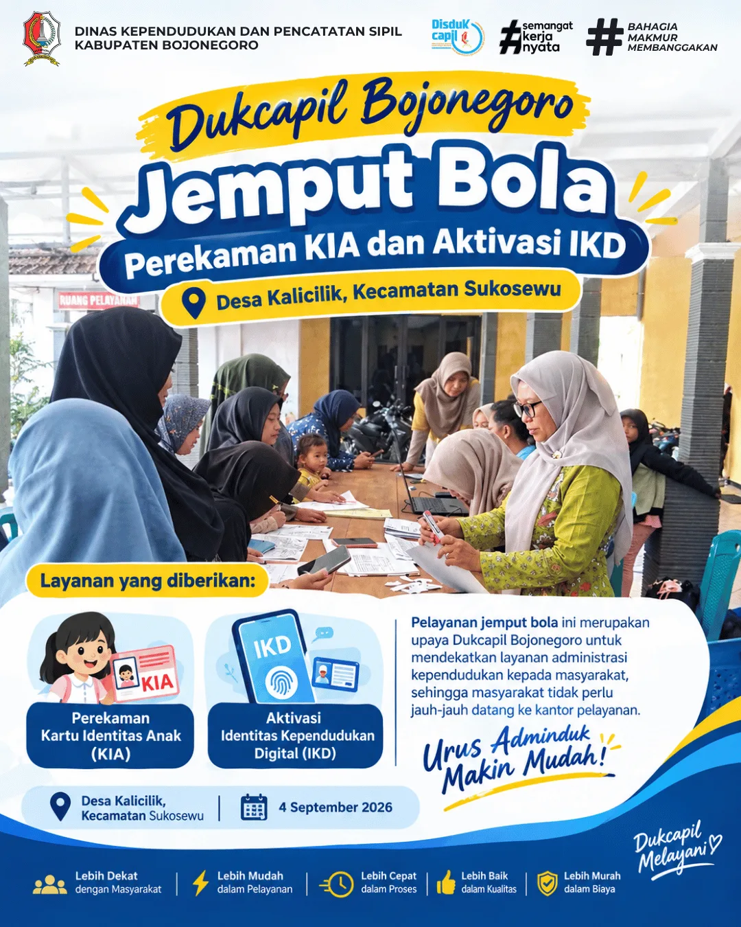 Dukcapil Bojonegoro Jemput Bola Perekaman KIA dan Aktivasi IKD di Desa Kalicilik
