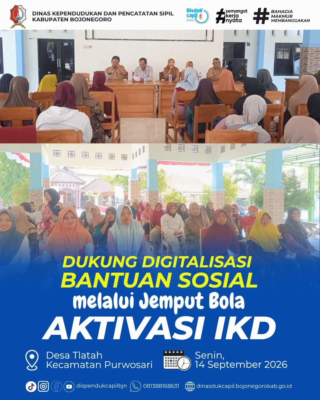 Dispendukcapil Bojonegoro Jemput Bola Aktivasi IKD bagi KPM BLT dan Gapoktan Desa Tlatah