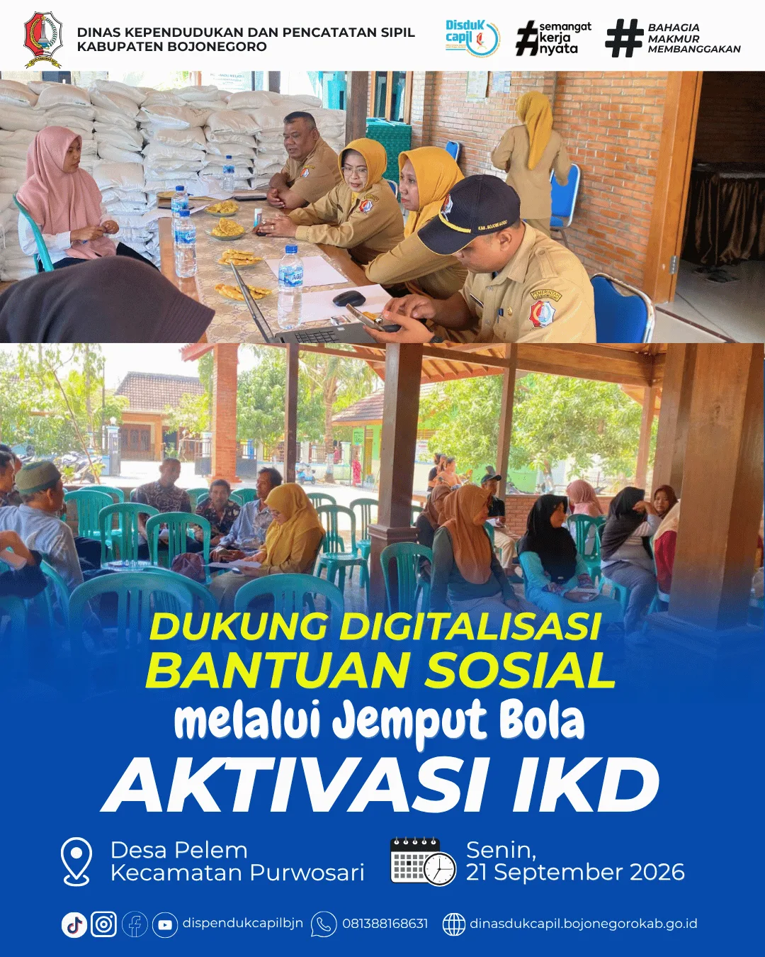 Dukcapil Bojonegoro Dukung Digitalisasi Bantuan Sosial melalui Jemput Bola Aktivasi IKD di Desa Pelem