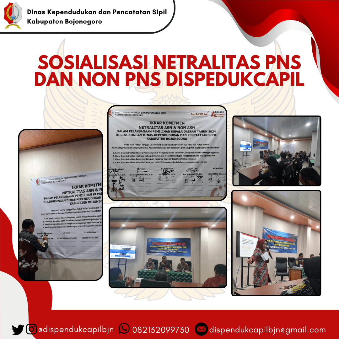 Sosialisasi Netralitas ASN dan Non ASN lingkup DISPENDUKCAPIL Bojonegoro