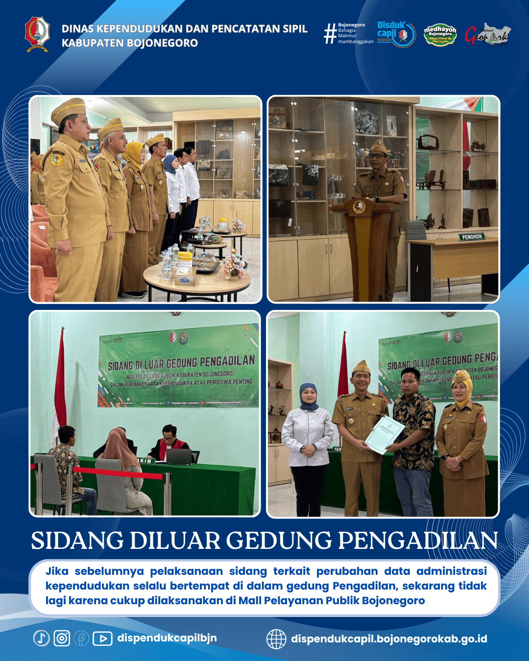 Pemkab dan Pengadilan Negeri Bojonegoro, Launching InovasI Sidang Di Luar Gedung Untuk Perubahan Data Kependudukan