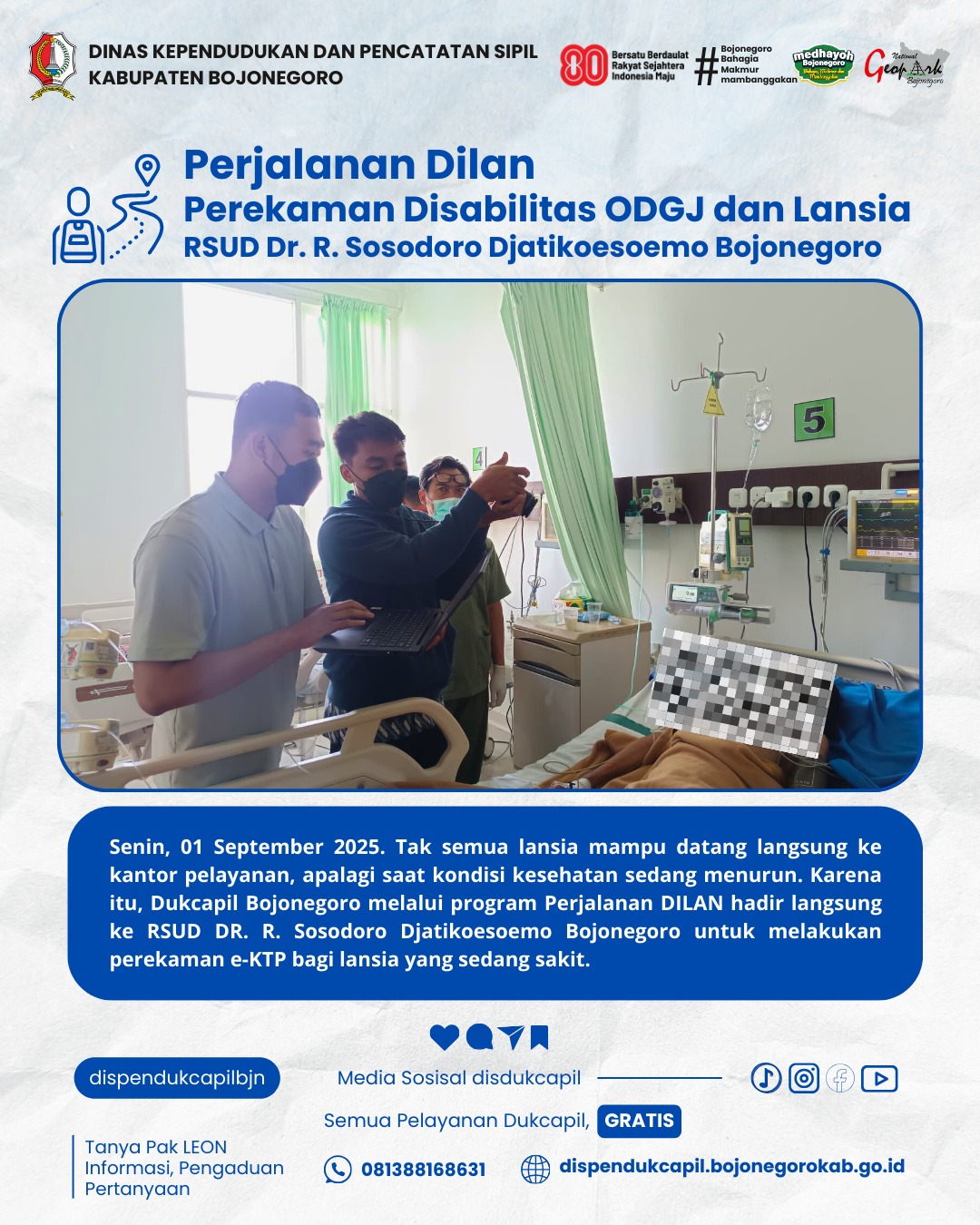 Perjalanan DILAN KTP el Lansia Sakit di RSUD DR. R. Sosodoro Djatikoesoemo Bojonegoro