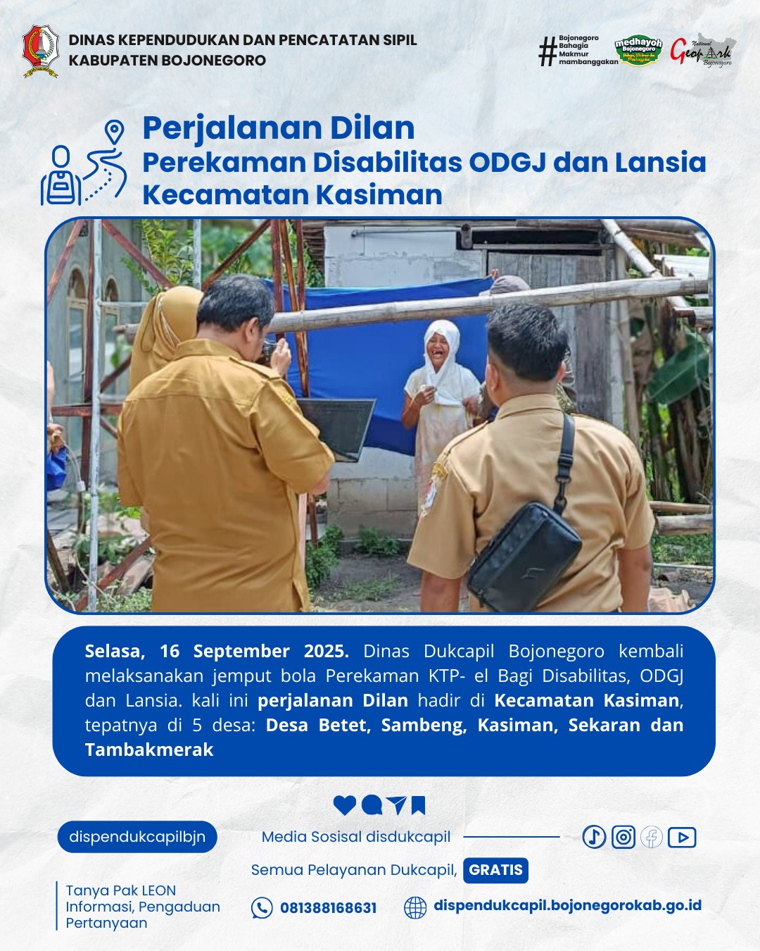 Perjalanan Dilan (Pelayanan Perekaman ODGJ, Disabilitas dan Lansia) kecamatan Kasiman