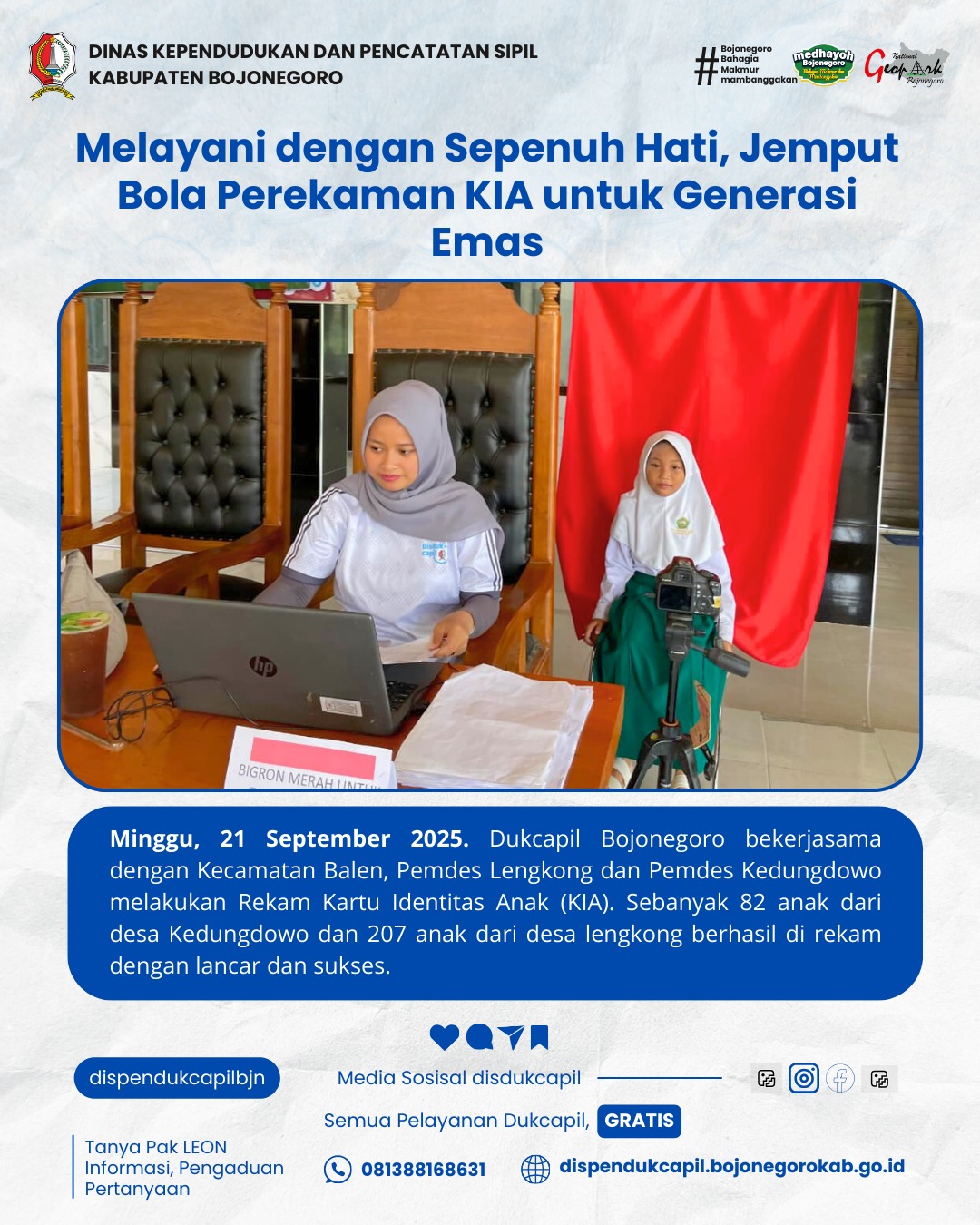 Melayani dengan Sepenuh Hati, Jemput Bola Perekaman KIA untuk Generasi Emas