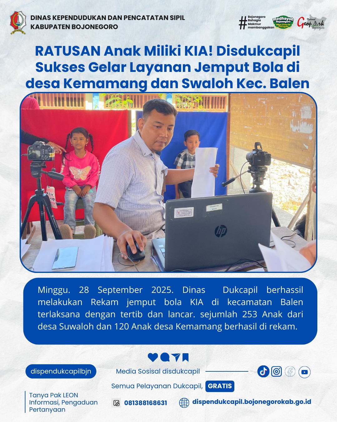 RATUSAN Anak Miliki KIA! Disdukcapil Sukses Gelar Layanan Jemput Bola di desa Kemamang dan Swaloh Kec. Balen