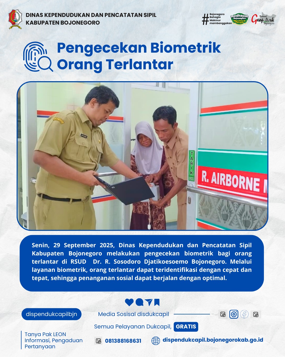 Pengecekan Biometrik Pencarian Orang Terlantar di RSUD SOSODORO DJATIKOESOEMO