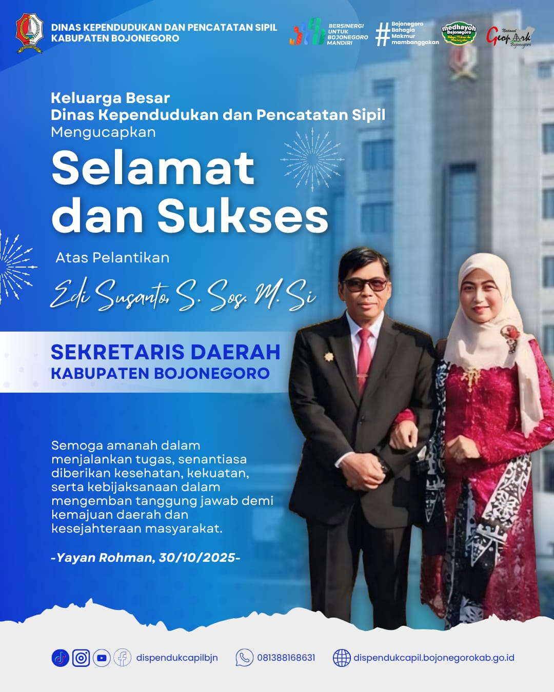 Edi Susanti Resmi dilantik sebagai Sekretaris Daerah Kabupaten Bojonegoro