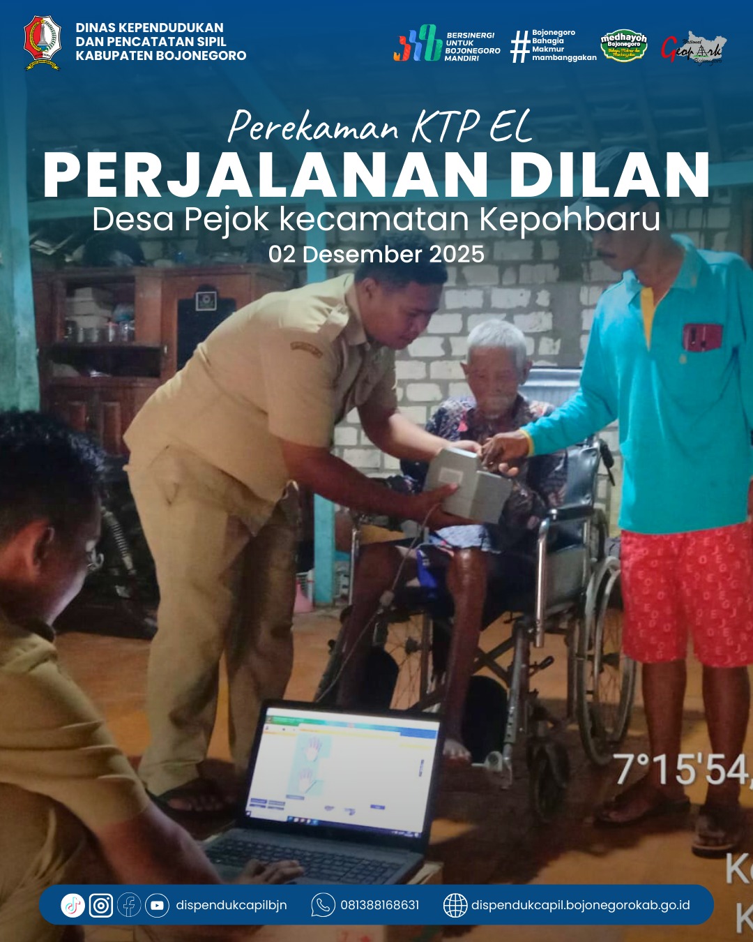 Lansia dengan Keterbatasan Mobilitas di Desa Pejok Terlayani Perekaman KTP-el di Rumah