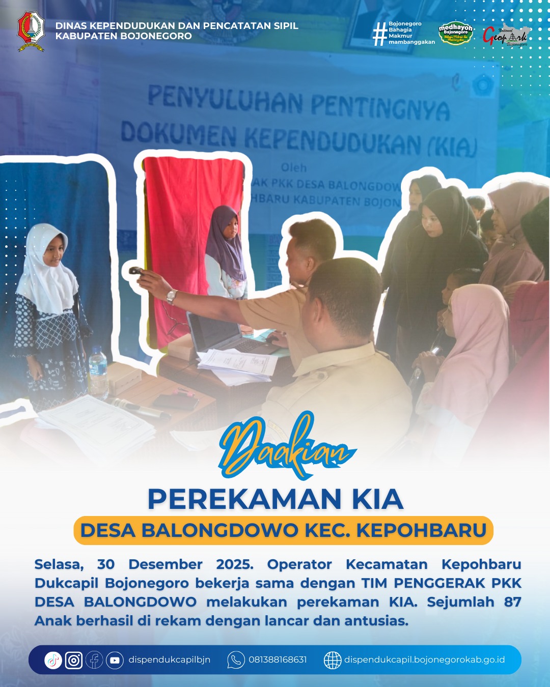 REKAM KIA JEMPUT BOLA OLEH TIM PENGGERAK PKK DESA BALONGDOWO KECAMATAN KEPOHBARU
