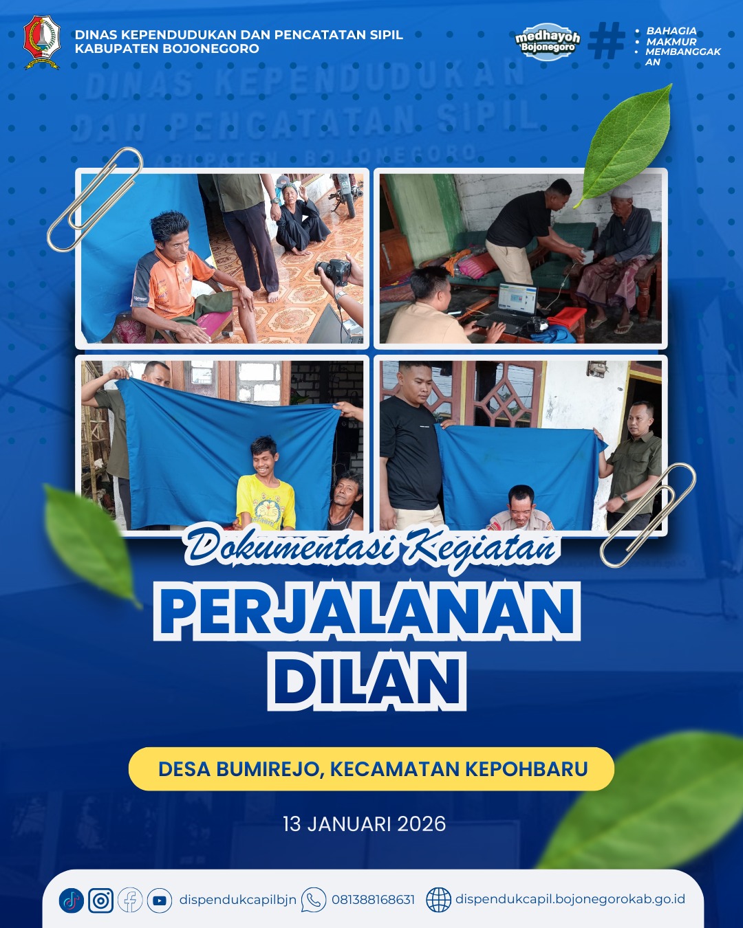DILAN Jemput Bola, Dukcapil Rekam KTP-el ODGJ, Disabilitas, dan Lansia di Desa Bumirejo Kecamatan Kepohbaru