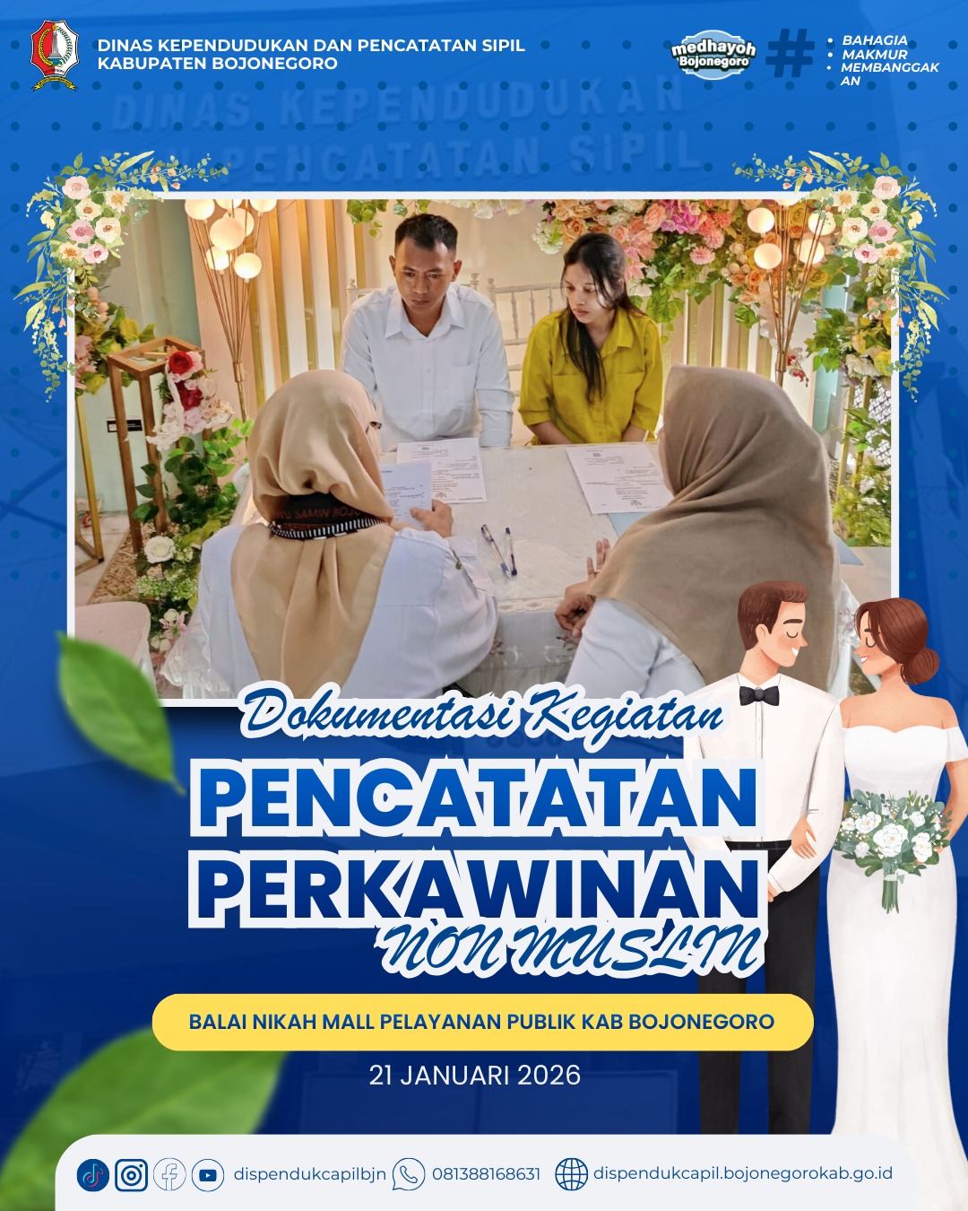 Dukcapil Kabupaten Bojonegoro Layani Pencatatan Perkawinan Non-Muslim di Balai Nikah Mall Pelayanan Publik