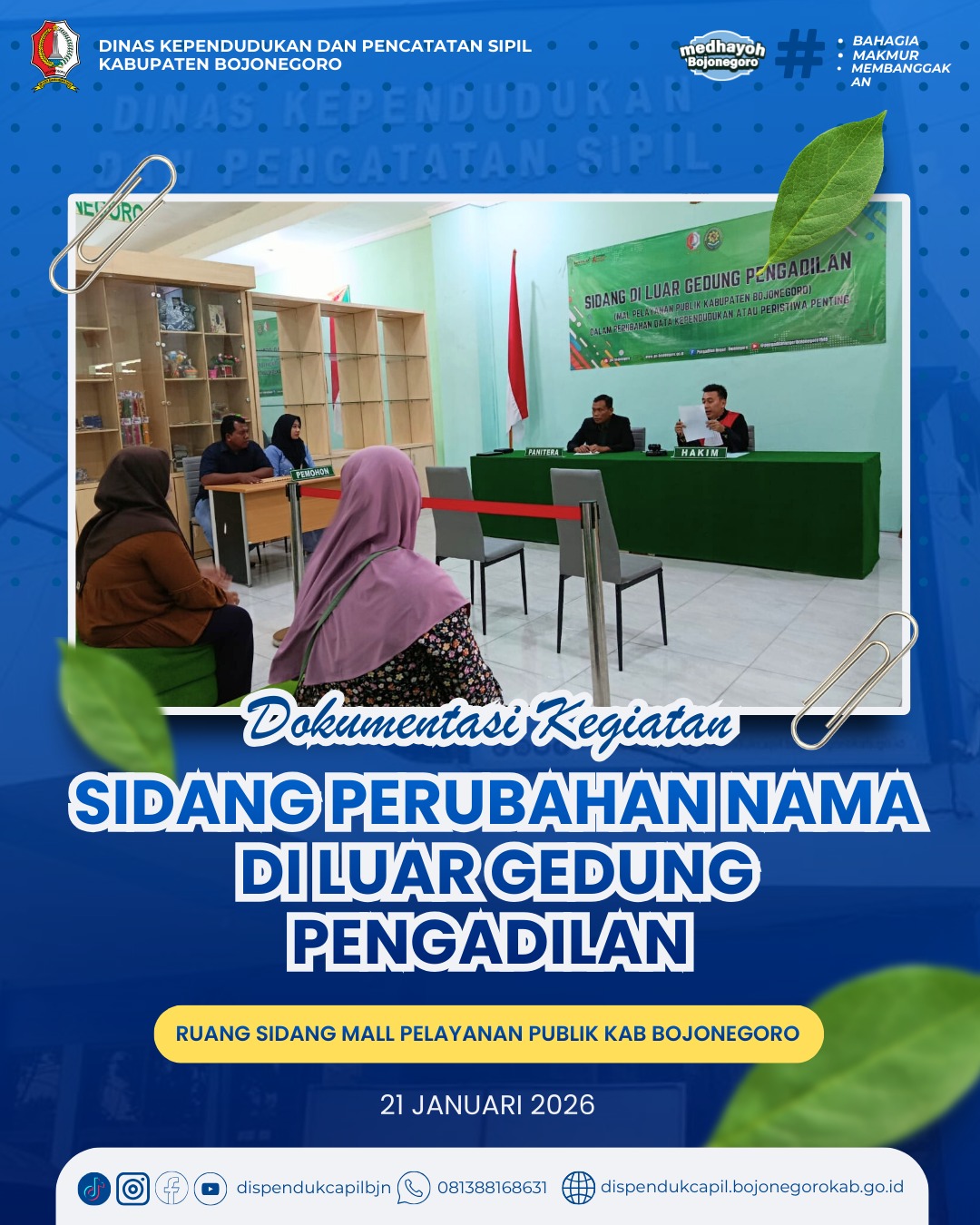 Sidang Perubahan Nama di Luar Gedung Pengadilan Digelar di Mall Pelayanan Publik Kabupaten Bojonegoro