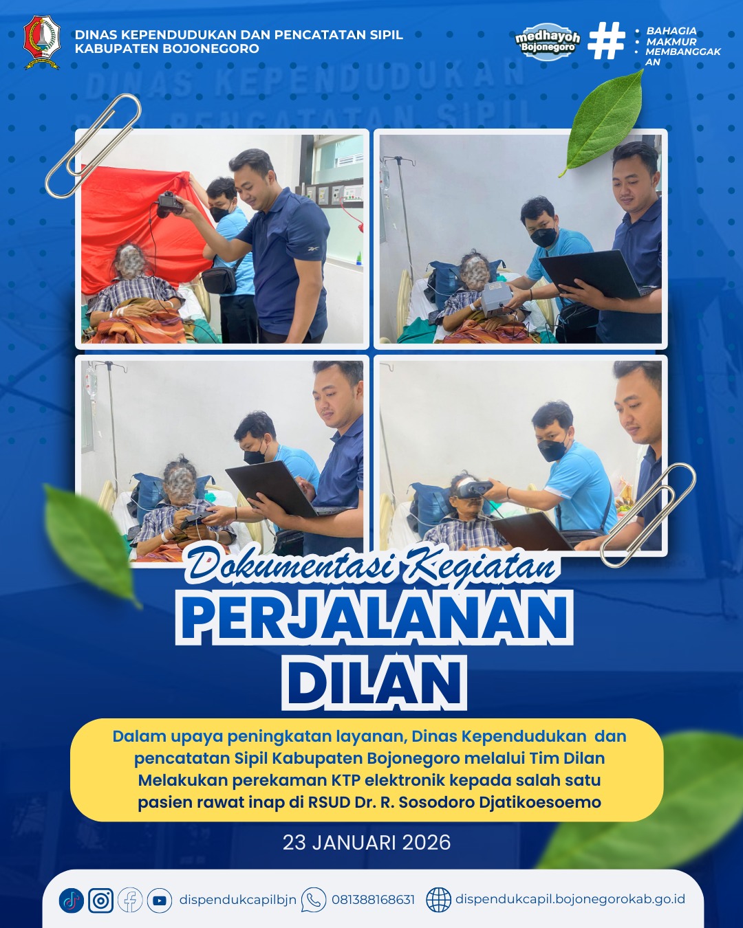 Dukcapil Bojonegoro Lakukan Perekaman KTP-el bagi Pasien di RSUD Dr. R. Sosodoro Djatikoesoemo