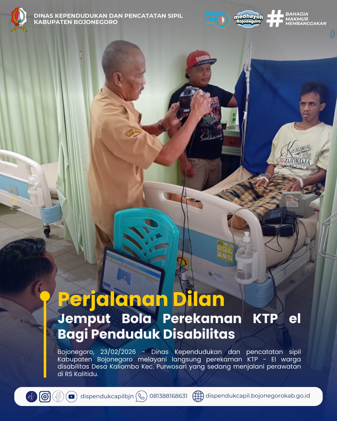 Dukcapil Kabupaten Bojonegoro Laksanakan Perekaman KTP-el Disabilitas di Desa Kaliombo Kecamatan Purwosari