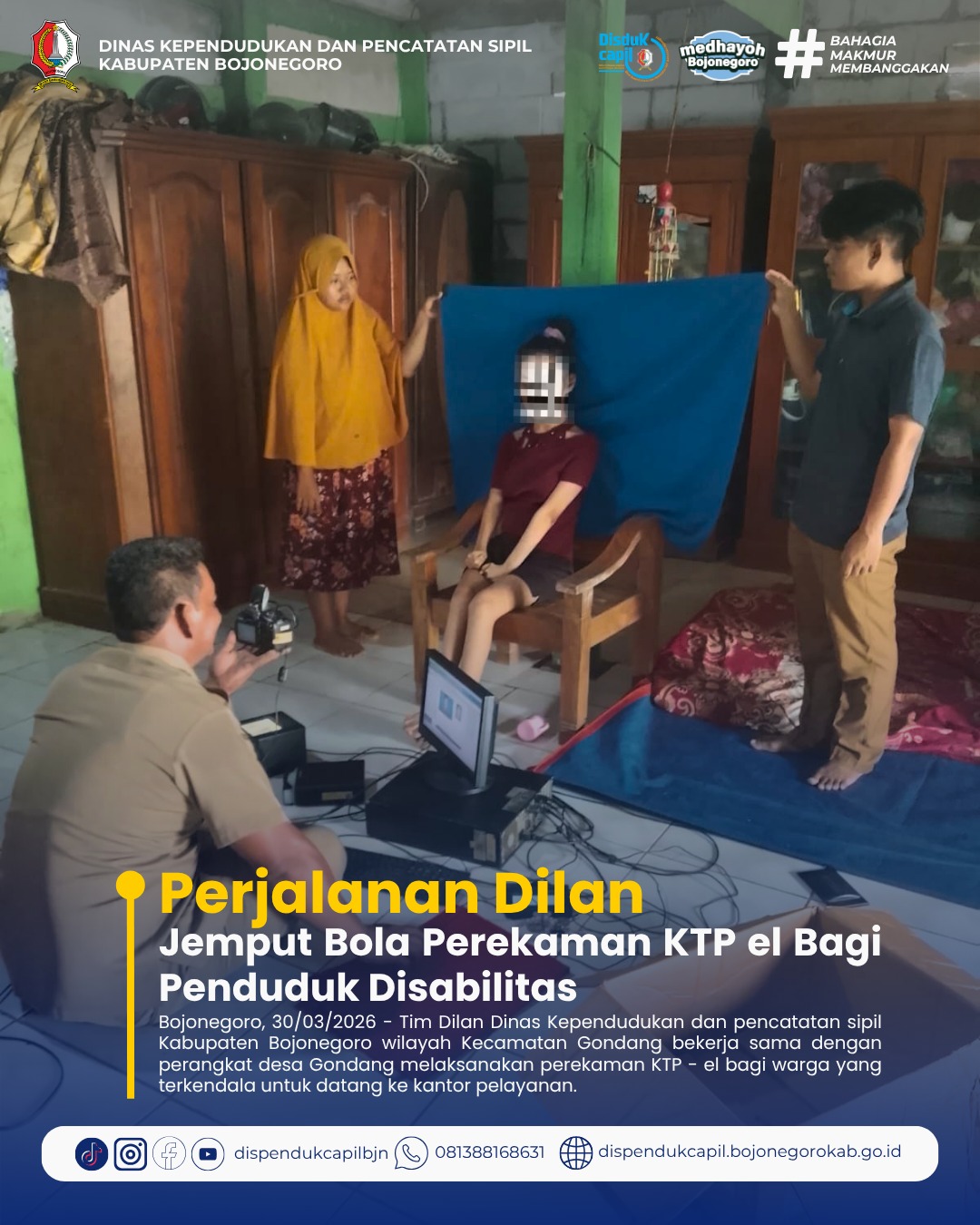 Jemput Bola Pelayanan, Tim Dilan Gondang Permudah Perekaman KTP-el Warga Disabilitas