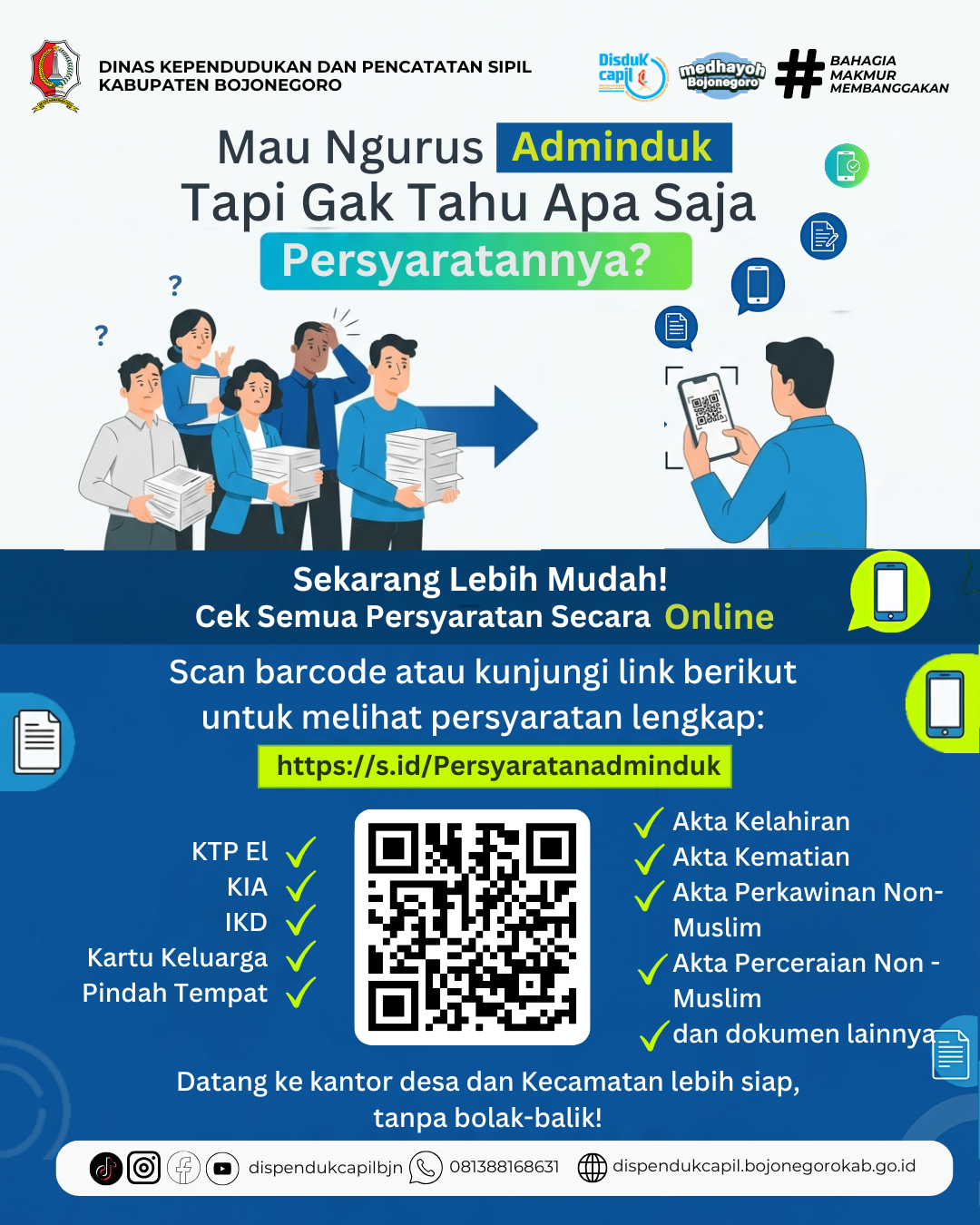 Permudah Layanan, Disdukcapil Bojonegoro Hadirkan Akses Cek Persyaratan Adminduk Secara Online