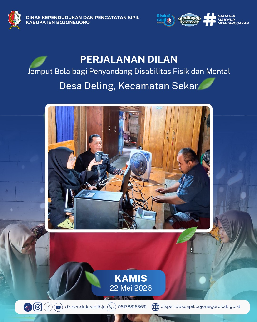 Disdukcapil Bojonegoro Jemput Bola Perekaman KTP-el bagi Penyandang Disabilitas di Desa Deling Kecamatan Sekar