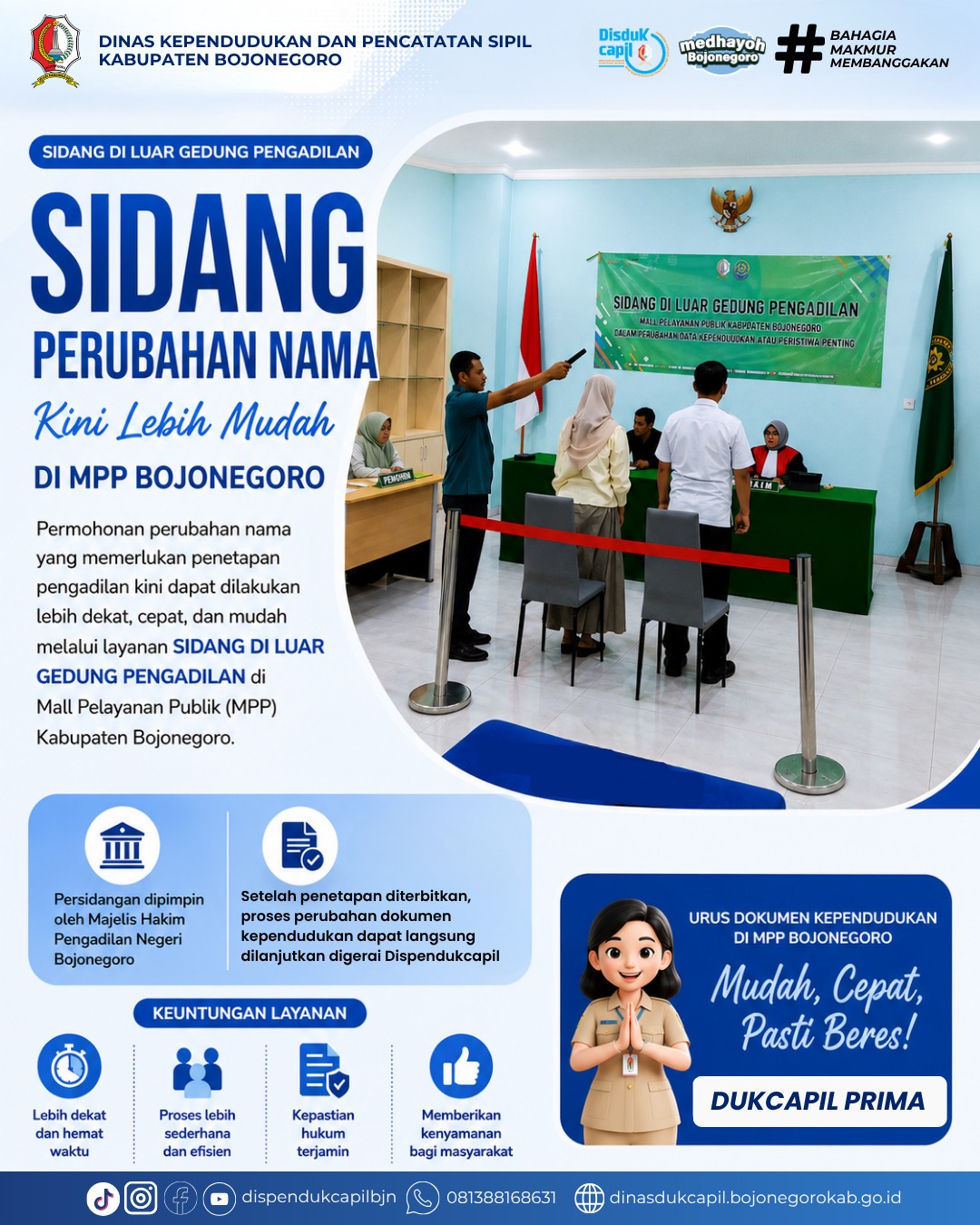 Sidang Perubahan Nama di MPP Bojonegoro, Dispendukcapil Permudah Pembaruan Dokumen Kependudukan
