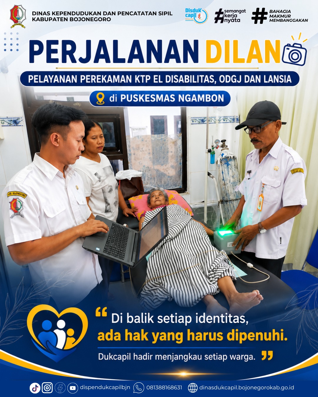 Dukcapil Bojonegoro Lakukan Perekaman KTP-el Lansia di Puskesmas Ngambon