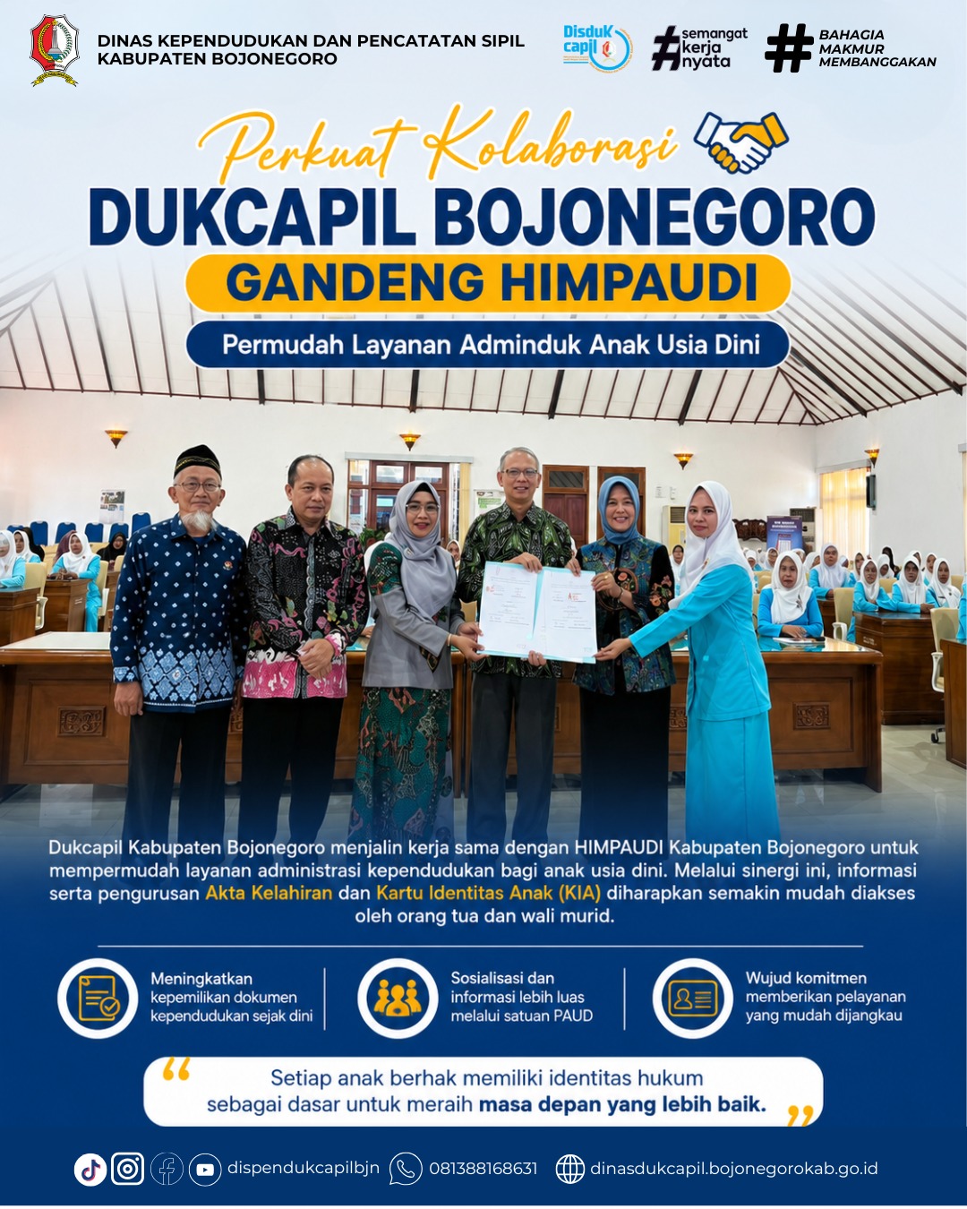 Perkuat Kolaborasi dengan HIMPAUDI, Dukcapil Bojonegoro Permudah Layanan Adminduk bagi Anak Usia Dini